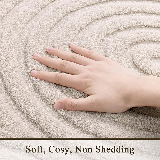 SHACOS Soft Cozy Fluffy Arch High Low Pile Runner Rugs 3x8 ft Non Slip Washable Scandinavian Minimalist Area Rug Runner Modern Carpet for Living Room Bedroom Bathroom Hallway Kitchen, Beige