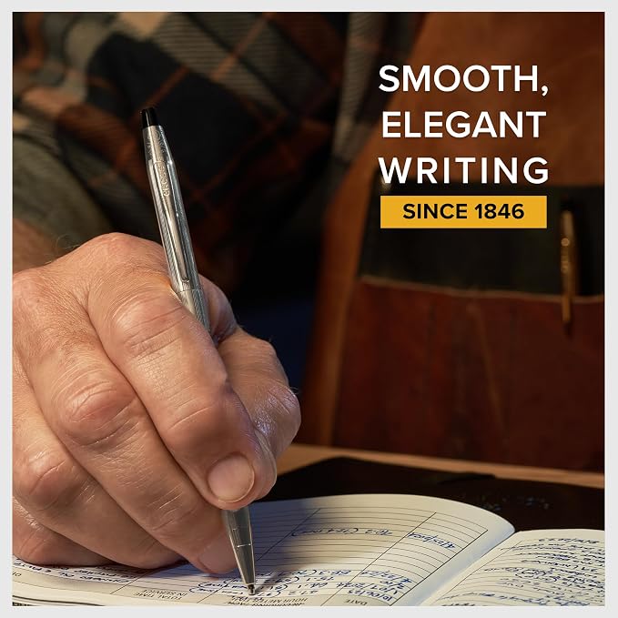 Cross Classic Century Lustrous Chrome Ballpoint Pen - Refillable Pen for Effortless Writing - Black Ink - Durable Construction - Premier Distinctive Look - Gift-Ready
