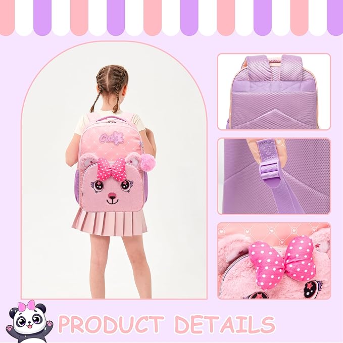 Led Backpack for Girls Backpacks for Kids with LED Strip Lights School Backpack for Girls with Lunch Box Back to School Supplies Cute Kawaii Kids Backpacks for Girl