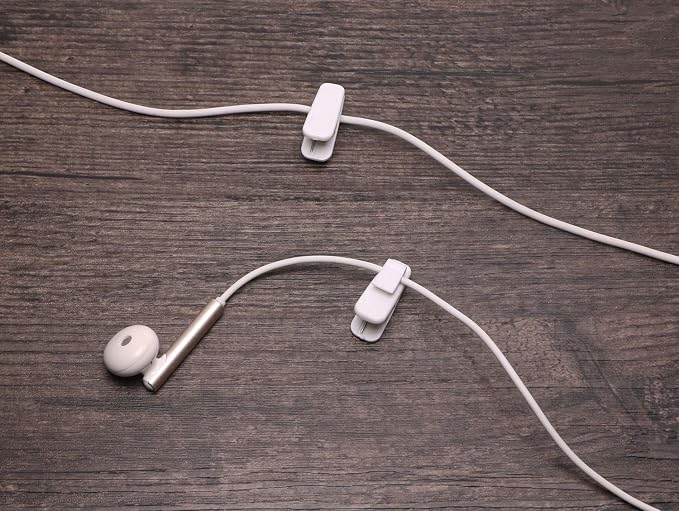 Mini Skater 1 Inch Length Small Earphone Wire Clips Headphone Mount Cable Clothing Clip Earbud Clip to Keep Earphone/Microphone Cord in Place for 1.5mm Wires Diameter Round Wire Earphones,6Pcs (White)