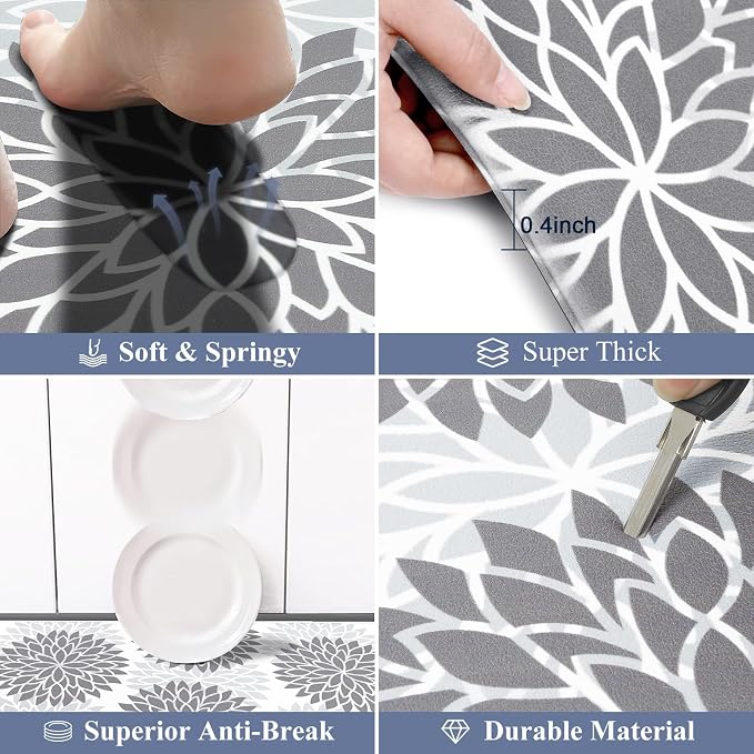 HEBE Anti Fatigue Kitchen Mats for Floor 20"x71", Cushioned Standing Mat | Non Slip Waterproof Kitchen Runner Rug, Heavy Duty Padded Foam Comfort Mat Floor Carpet for Standing Desk, Laundry, Sink
