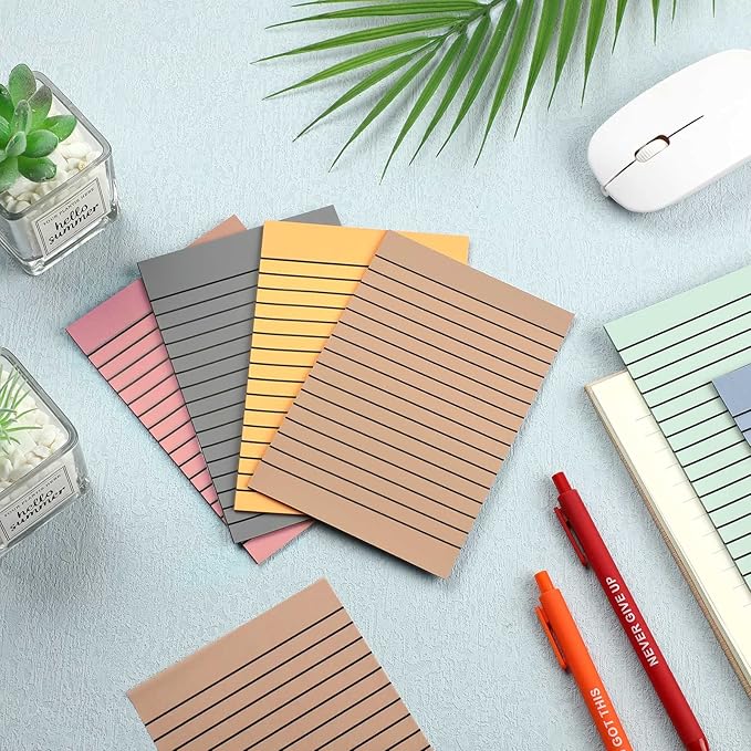Yinder 6 Pack 180 Sheets Pastel Transparent Sticky Notes Translucent Clear Lined Self-Stick Note, Back to School Gifts for Bible Tabs, Book Tabs, School Supplies, Office, 4 x 6'' (Retro Color)