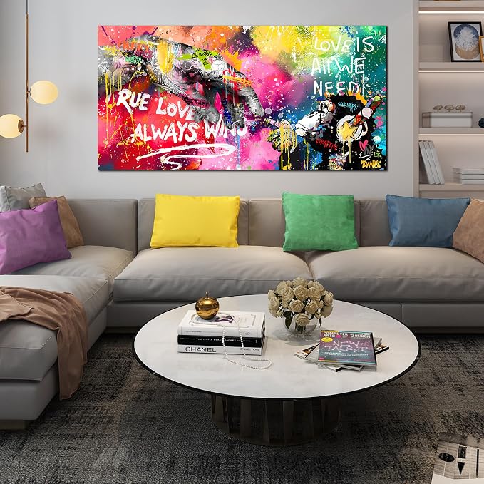 SIXTTART Graffiti Canvas Wall-Art for Living Room Large Size - Finger and Gorilla Wall Art - Kids Room Decor Ready to Hang Size 29 x 59 Inch