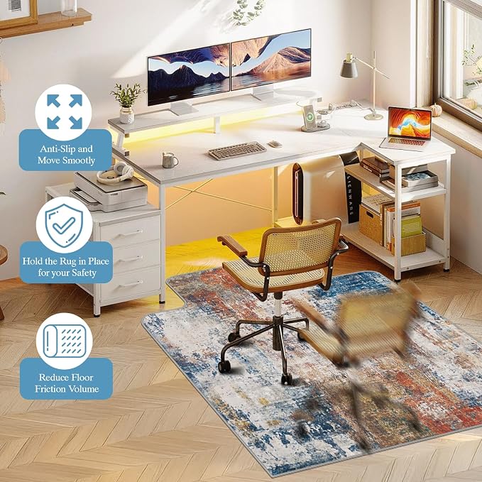 Office Chair Mat for Hardwood Floor & Tile Floor,48"X 60" Heavy Duty Desk Chair Mat for Hard Floors, Under Desk Rug for Rolling Computer Chair,Anti Slip,Low Pile Carpet Protector-Convex Multii