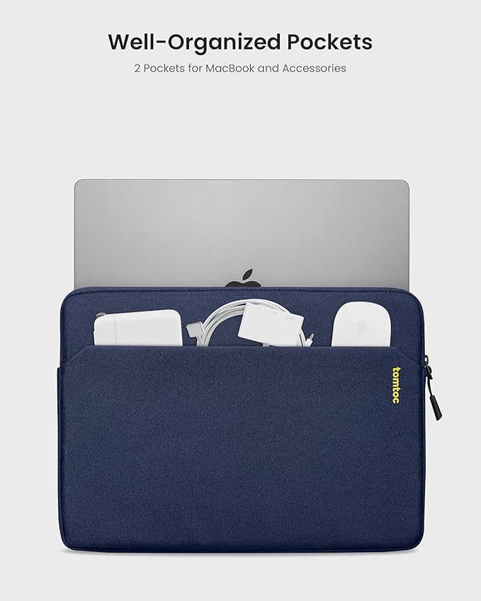 tomtoc Slim Laptop Sleeve for 15-inch 2026 New MacBook Air M5 (2026), M4/A3241, M3/M2, 15 Inch Microsoft Surface Laptop AI PC/7/6, Dell XPS 15 Plus, Recycled Water-Resistant Protective Case Bag