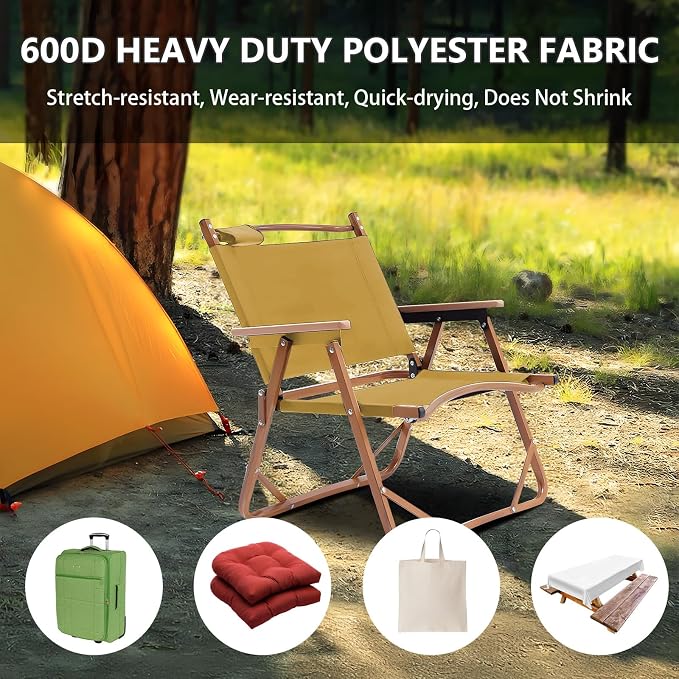 Waterproof Canvas Fabric by The Yard 58inch 600D Upholstery Material Polyester Fabric Outdoor Water Resistant Fabric for Sewing Chair Patio Cushion Purse Bag Interior, 10 Yard Tan
