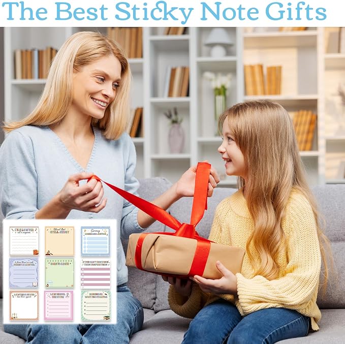 Lawyer Sticky Notes Gifts, 9 Pack Attorney Notepads 3x3 Inches Lawyer Gifts for Women Men, Law Themed Self-Stick Memo Pads, Legal School Office Supplies (450 Sheets)