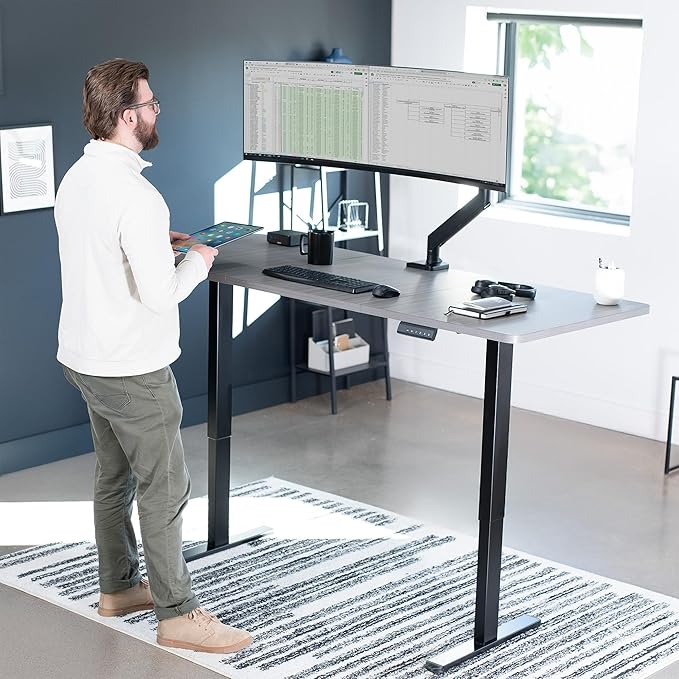 VIVO Electric Dual Motor Standing Desk Frame for 41 to 81 inch Table Tops, Frame Only, Ergonomic Standing Height Adjustable Base with Push Button Memory Controller, Black, DESK-V122EB