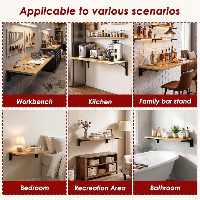Need Wall Mounted Table - Heavy Duty Small Fold Down Desk Length 36" Width 20" Perfect Addition to Garage & Shed/Home Office/Laundry/Home Bar/Kitchen & Dining Room AC15BB(9050)