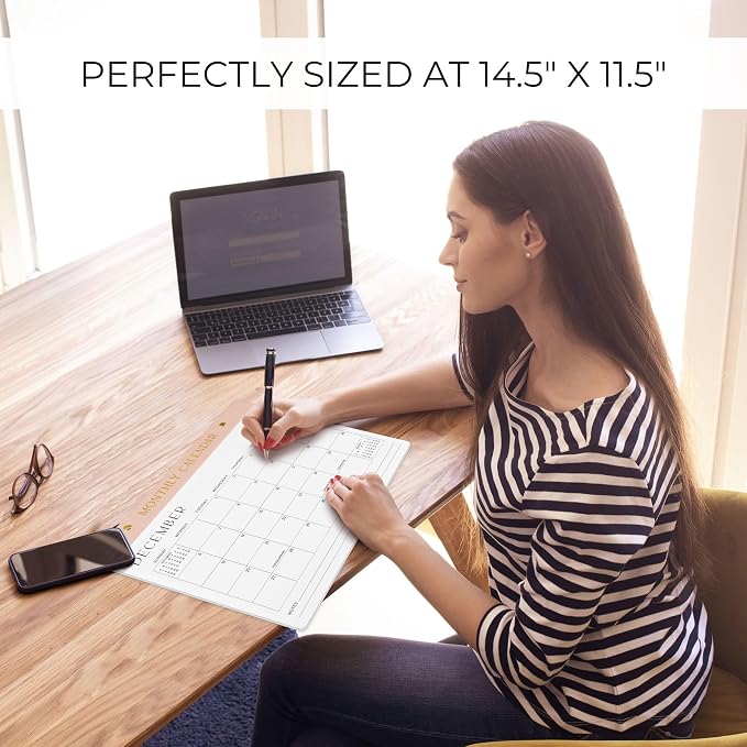 Aesthetic 2026-2027 Desk Calendar - Runs From January 2026 Until July 2027 - Minimalistic Office Desktop/Wall Calendar 14.5"x11.5" for Easy Organizing