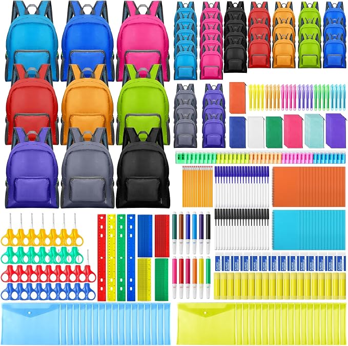 PerKoop 32 Sets 17'' Backpacks Bulk Bundle Kits Wholesale Backpack Supply Kit Bundle Essentials for Charity Donate