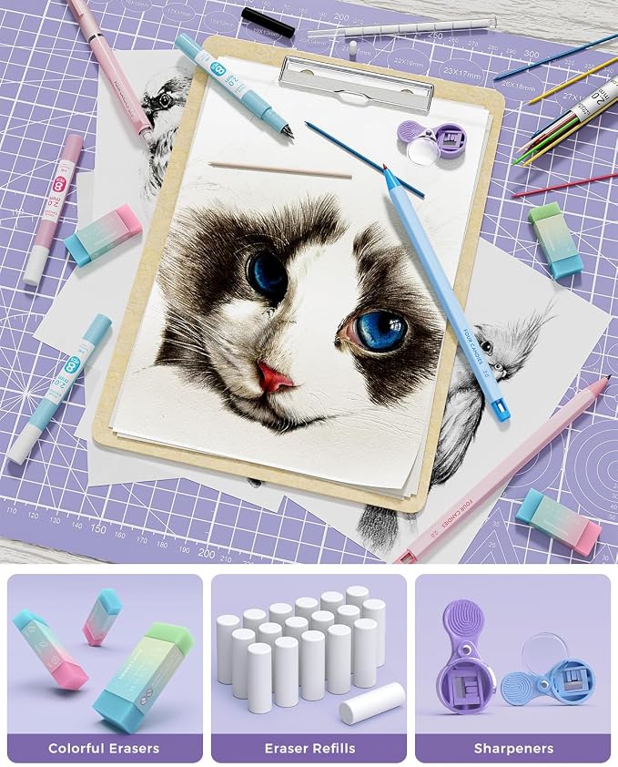 Four Candies 36PCS Aesthetic School Supplies, Mechanical Pencils 0.5mm, 0.7mm, 0.9mm & 2.0mm with 624PCS Lead Refills, Cute Mechanical Pencil Set for Writing, Drawing & Drafting (Pink)