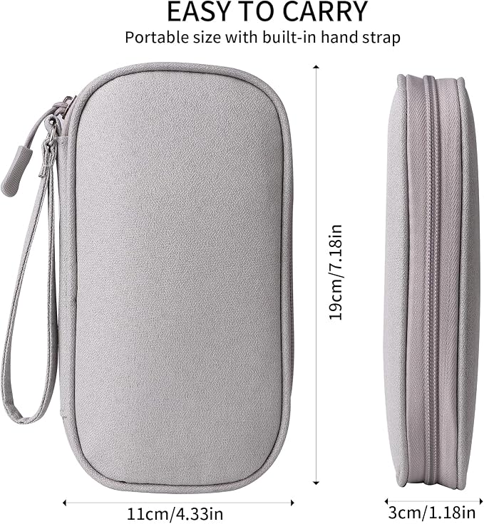 Universal Cable Organizer - Electronics Accessories Bag for Charger, Phone, Memory Card, Travel Gadget Bag (Grey)