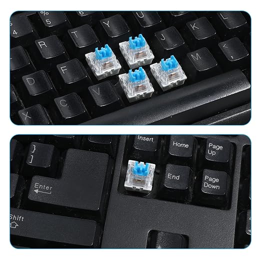 Mechanical Keyboard Switches, 72 Pcs 3 PIN Blue Keyboard Clicker Replacement Dustproof Waterproof Keyboards Clicky Switches for Most Gaming Keyboards