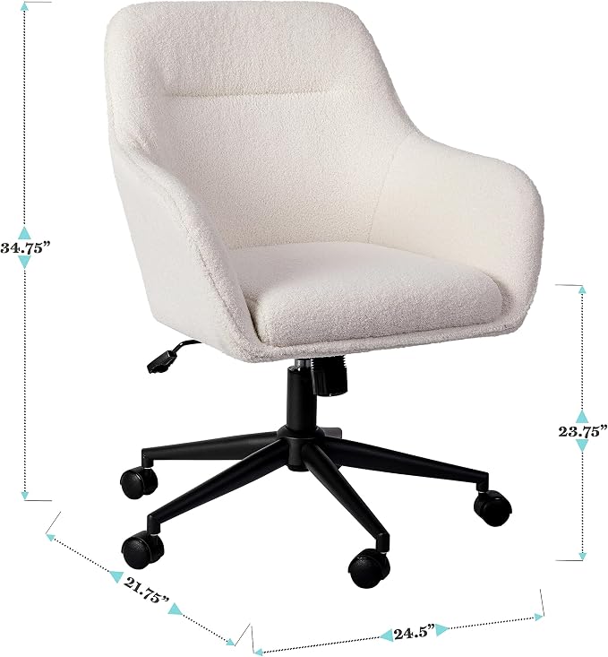 Martha Stewart Rayna Upholstered Office Chair, White | Oil Rubbed Bronze Frame