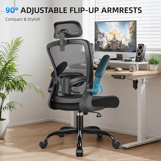 FelixKing Office Chair, Desk Chair with Adjustable Lumbar Support, Ergonomic Computer Chair with High Back and Armrest, Adjustable Height Gaming Chair Home Office Swivel Chair, Pack of 5, Black