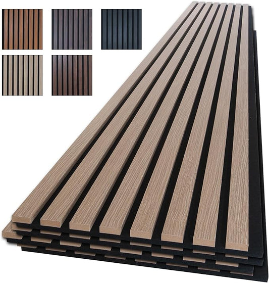NeatiEase Wood Panels for Wall, 4-Piece 94.5" x 11" Soundproof Wood Slat Wall Panel for Interior Wall Decor Noise Cancelling, Acoustic Wall Panels, Sound Absorbing Panel (Rustic Oak)