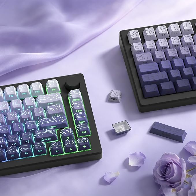 dagaladoo Lavender Purple keycap Sets,Line Backlit,Shine Through Keyboard Key caps,Side Printed,Cherry Profile keycaps for Mechanical Keyboard, Compatible with ANSI/ISO,TKL, Full-Sized Layout