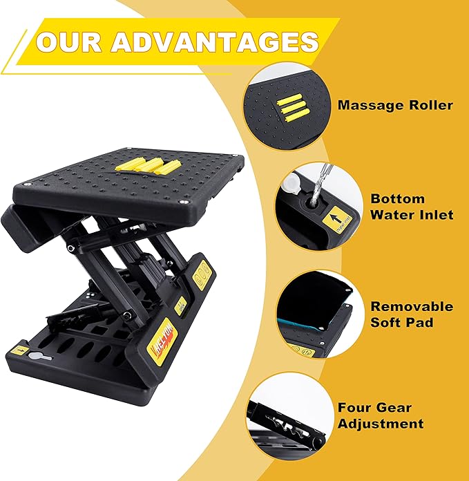 Foot Rest for Under Desk at Work,Height Adjustable Footrest with Massage Roller and Thick Cushion,Ergonomic Foot Rest for Car,Office,Home,Train,Travel,Gaming,Sturdy Metal Frame All-Season Use