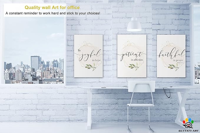 Office Wall Art - 3 Panel Motivational Canvas, Inspirational Quotes for Home Decor, Positive Entrepreneur Words Poster Frame for Company, 16"x24"x3Pcs
