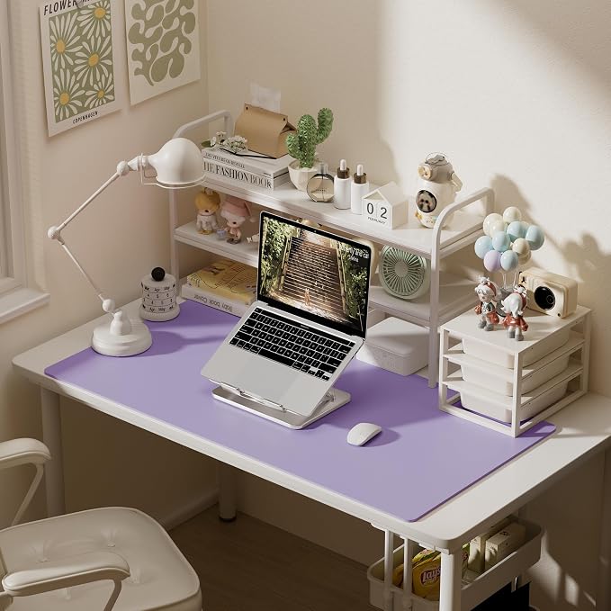 Aothia Faux Leather Desk Mat (Light Purple, 31.5" x 15.7") | Creates A Clean, Organized Workspace With One Surface For Your Keyboard, Laptop And Mouse