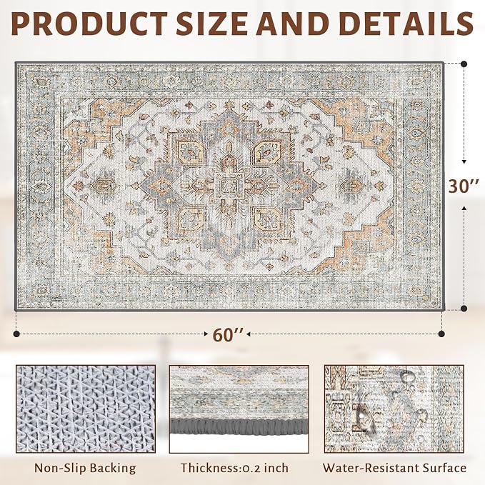 36" x 48" Office Chair Mat for Hardwood & Tile Floors, Desk Chair Mat Under Desk Floor Protector for Rolling Computer Chairs, Non-Slip Low Pile Area Rug for Home Office(Grey)