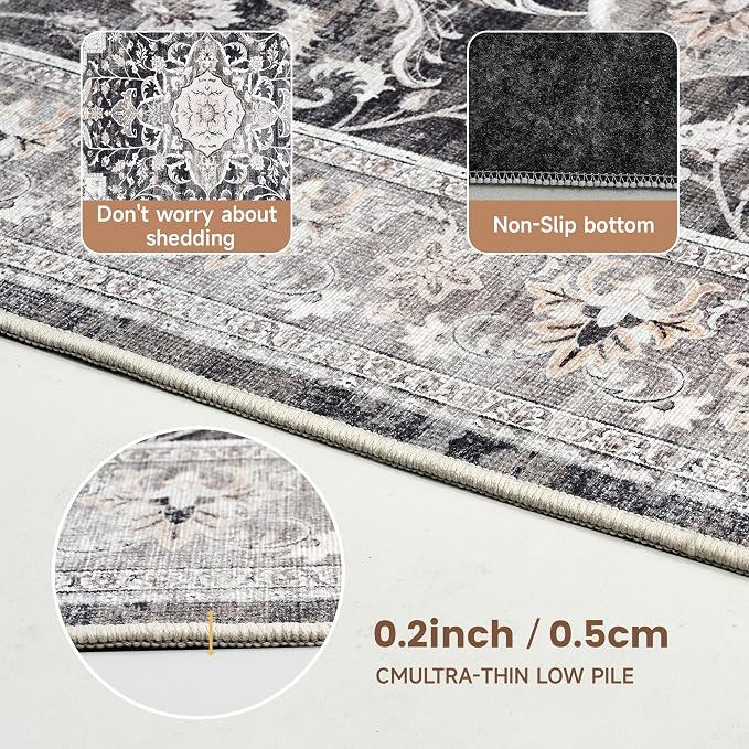 Office Chair Mat for Hardwood Tile Floor, 48"x60"Anti-Slip Under Desk Carpet Protector for Rolling Computer Chair Mat, Machine Washable Office Area Carpet (Chenille,Brown)
