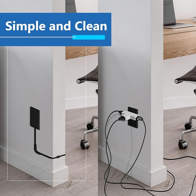 LIDER Outlet Extender with 3 Receptacles, 21W USB-A & 2 USB-C, Ultra-Thin Wall Plate Plug with Cord Extender, 3-Outlet Power Strip, Flat-Face, 3ft Cord, 1625W, ETL Listed, Matte Black