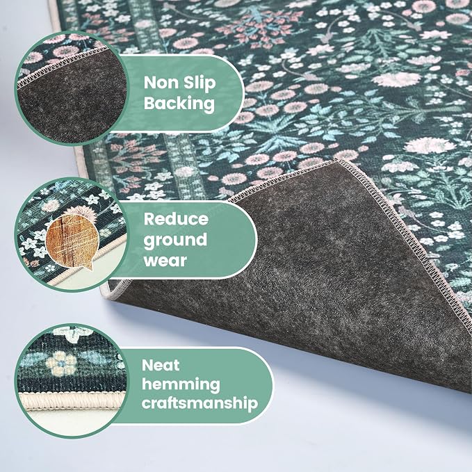 Office Chair Mat for Hardwood Tile Floor, 36"x48"Anti-Slip Under Desk Carpet Protector for Rolling Computer Chair Mat, Machine Washable Office Area Carpet (Chenille,Vibrant Green)