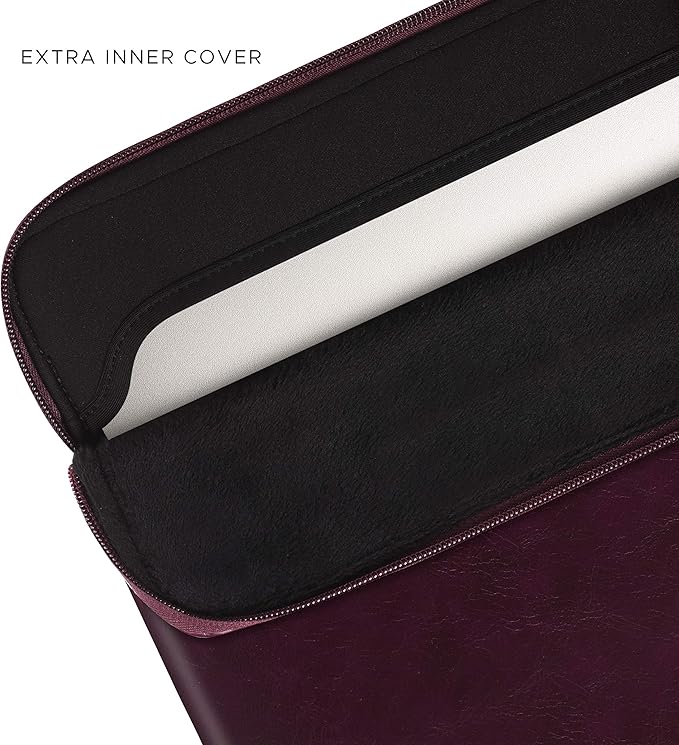 Comfyable Slim Protective Laptop Sleeve Compatible with 13/13.3/14 Inch MacBook Air & MacBook Pro, Mac Travel Case, Laptop Pouch, Slim PU Leather Cover M5/M4/M3/M2/M1 2025-2021, Berry Brown