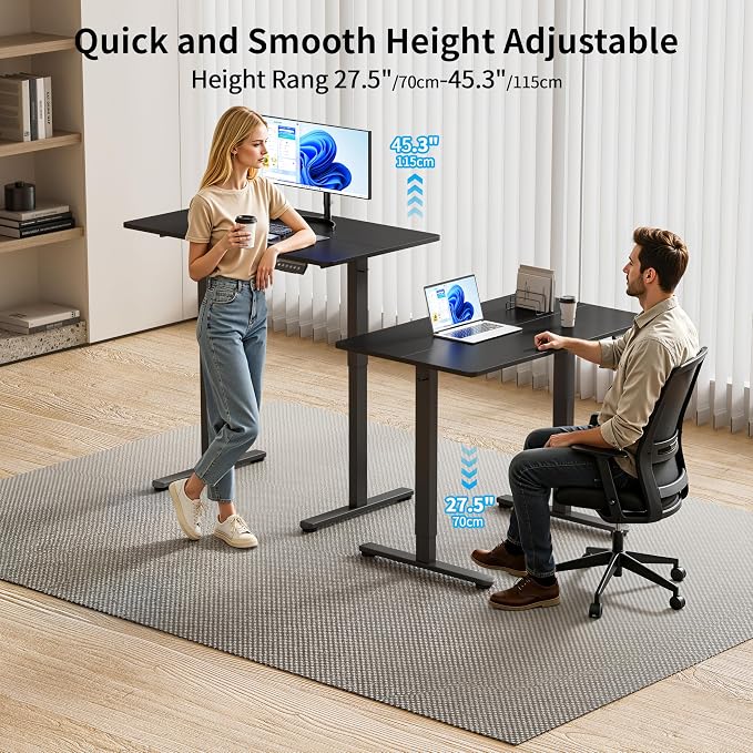 BIZUM 40x24 Inch Electric Standing Desk with Memory Presets, Quiet Motor Height Adjustable Stand Up Desk for Home Office & Gaming, Ergonomic Sit Stand Workstation，Black