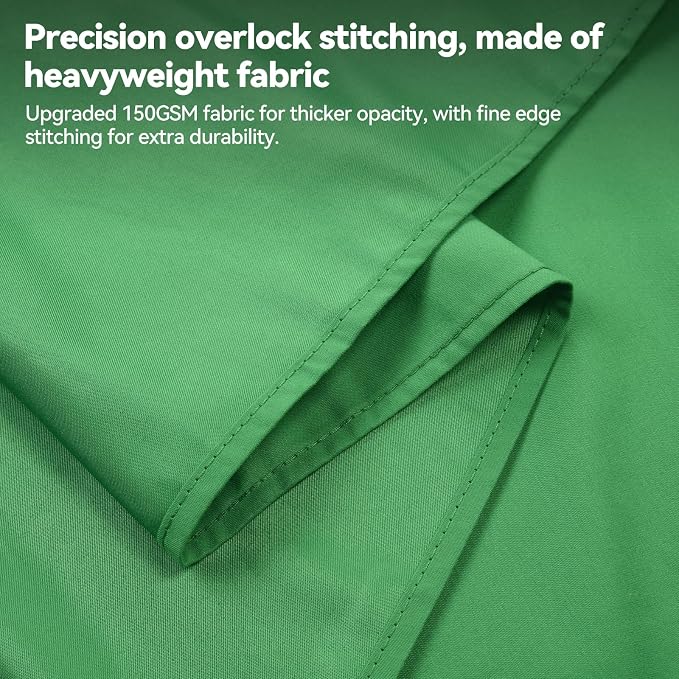 UTEBIT 5x6.5 ft Green Screen Backdrop, Thickened Photography Chroma Key Greenscreen Background, Polyester Fabric Cloth Sheet for Photoshoot, Video Zoom Meeting, Live Streaming, 150Gram (Backdrop only)