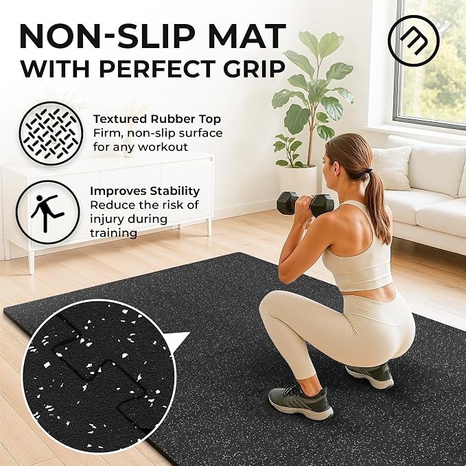 bemaxx Gym Mats Set - 18 pcs EVA Interlocking Foam Floor Tiles (12.6"x12.6"x0.4") 18sqft Protective Gym Flooring Sports Home Workout Exercise Mats Puzzle Garage Fitness Play-Room Pool Treadmill Bike