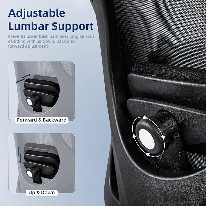 Office Chair 500lbs Ergonomic Mesh Desk Chair for Heavy People, Heavy Duty Office Chair with Wide Thick Seat Cushion, 4D Armrest, Adjustable Headrest & Lumbar Support Computer Chair