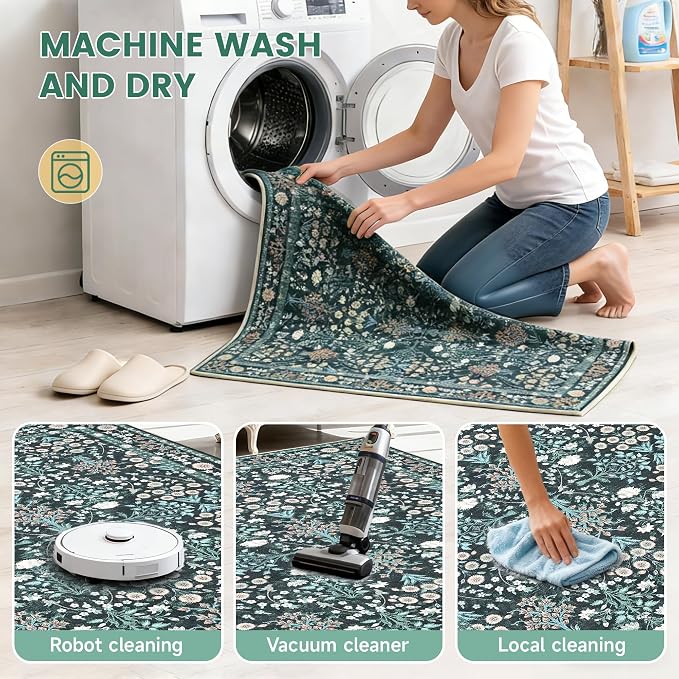 Office Chair Mat for Hardwood Tile Floor, 36"x48"Anti-Slip Under Desk Carpet Protector for Rolling Computer Chair Mat, Machine Washable Office Area Carpet (Chenille,Vibrant Green)