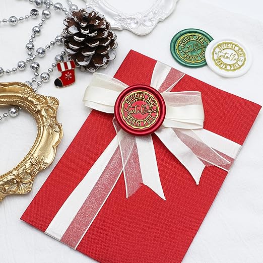 SWANGSA Santa Claus Northpole Official Wax Seal Stamp Kit with 200pcs Sealing Wax Beads, Great for Embellishment of Christmas Cards, Invitations, Wine Packages, Gift Wraps