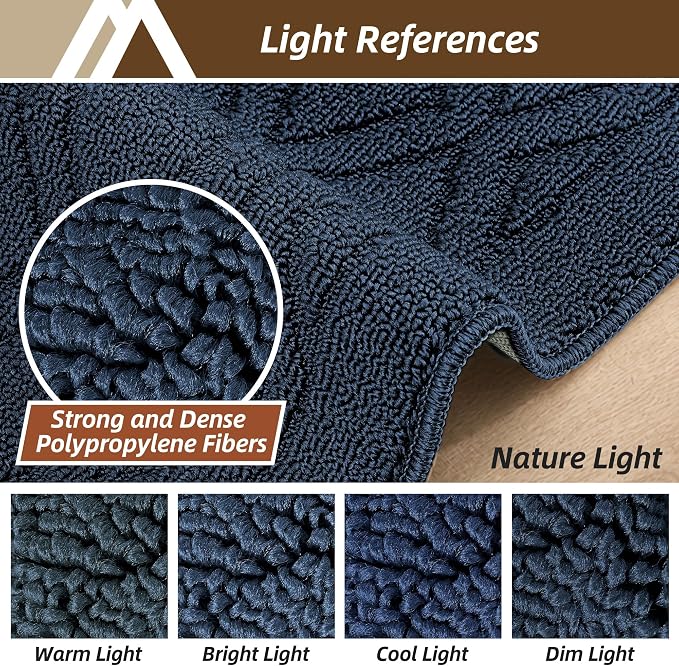 COSY HOMEER 60x24Inch/35X24Inch Kitchen Rugs Sets Non-Slip Washable Kitchen Mats for Floor Polypropylene Absorbent Kitchen Runner for Kitchen Sink Hallway Entryway(Navy Blue)