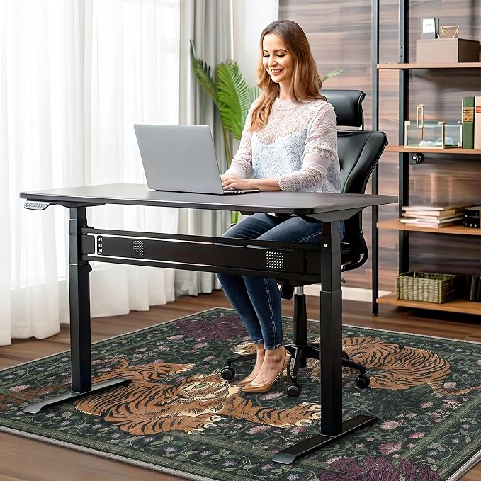 36"x60" Office Chair Mat for Hardwood Tile Floor, Under Desk Carpet Protector for Rolling Computer Chair Mat, Machine Washable Area Rug, Anti-Slip 1/5" Thick Low Pile Thin Floor Mat, Forest Green