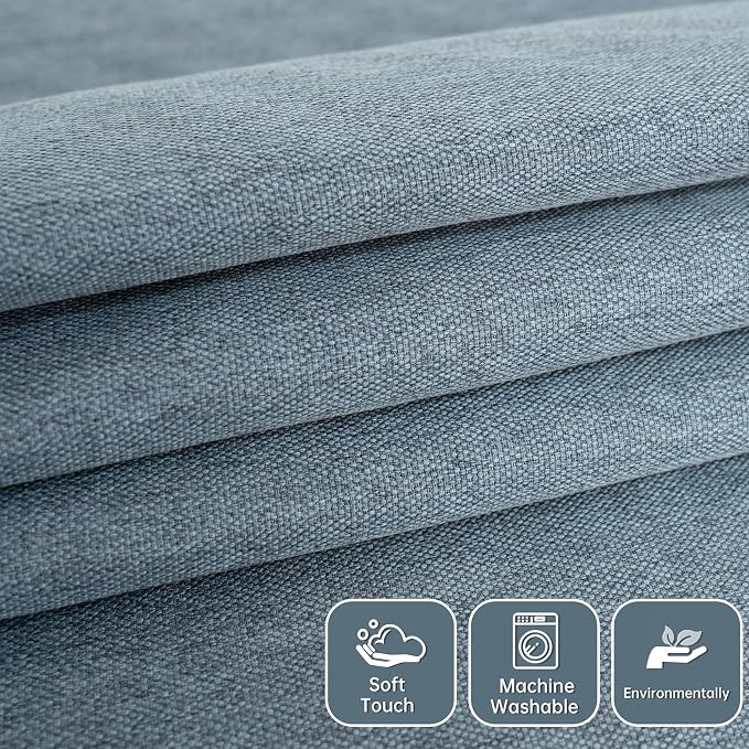 DriftAway Blackout Soundproof Thermal Insulated Linen Textured Curtains with Quilted Thermal Lining for Cold and Heat Blocking Noise Reducing Daytime Sleep 1 PC 52 Inches by 72 Inches Dusty Blue
