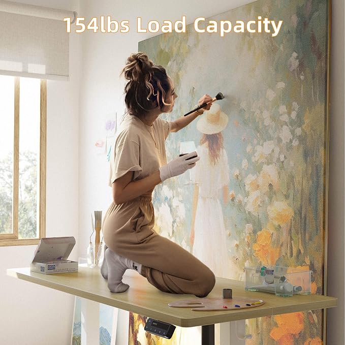 YIHAYO Low Height Adjustable Desk, Lifts 18.1-28.3 Inches, Electric Standing Desk for Short People, 55 x 24 Inches Computer Table with Splice Board for Home Office, Natural