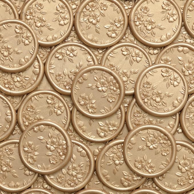UNIQOOO Wax Seal Stickers - 3D Begonia Wedding Invitation Envelope Botanical Seal Stickers, 50 Pcs Self- Adhesive Light Gold Stickers, Perfect for Invitation, Christmas, Gift Wrapping, Party