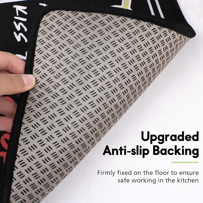 Kitchen Rug Sets of 2 Piece Non Slip Kitchen Rugs and Mats Washable Kitchen Mats for Floor Kitchen Carpet Runner Rugs Decor for Laundry Bathroom Living Room,Colorful Kitchen Rules 20"x 59"+20"x 32"