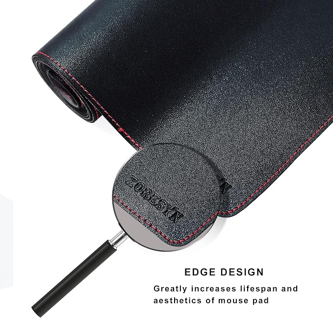 ZORESYN Leather Desk Mat 43.3 x 27.6 Inch (Black) for Office & Home - Extended Widen Mouse Pad, Waterproof Faux Leather Desk Pas with Non-Slip Base