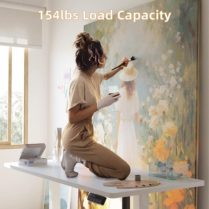 YIHAYO Low Height Adjustable Desk, Lifts 18.1-28.3 Inches, Electric Standing Desk for Short People, 60 x 24 Inches Computer Table with Splice Board for Home Office, White