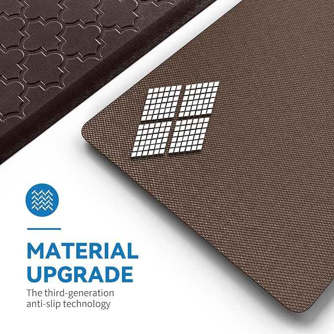 Kitchen Mat Cushioned Anti Fatigue for Floor, Non-Slip Waterproof Comfort Rug for Kitchen Sink, Standing Desk & Laundry, 17.3"x29", Chocolate