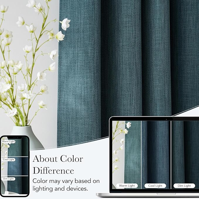 NICETOWN Greyish Blue Room Darkening Curtains 84 inches Long for Living Room - Privacy Panels for Bedroom, Modern Farmhouse Style Home Decor Grommet Top, 2 Panels, W42 by L84