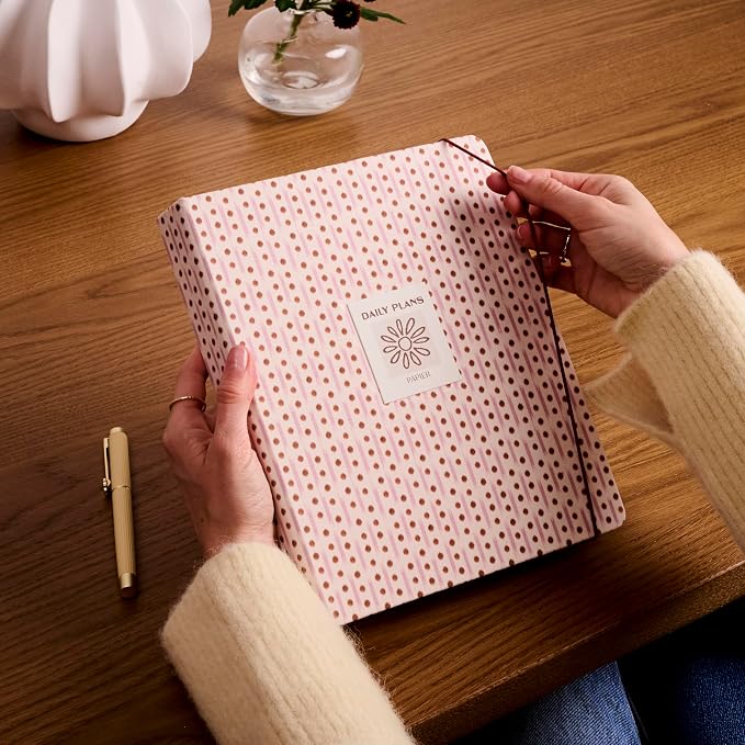Papier 16-Week Undated Planner | Ikat Stripe Fabric Hardcover | Write Lists, Notes, Goals, Habits, Tasks, Dates, Ideas, Meetings, Appointments | Personal or Work Life Productivity | Concealed Spine