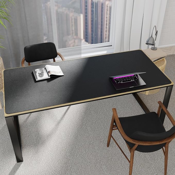 Vyaaa 70.8"x39.3" PU Leather Large Desk Mat (Black) - XXL Extended Mouse pad, Office Desk Protector, Non-Slip Computer Desk pad for Office, Gaming, Home