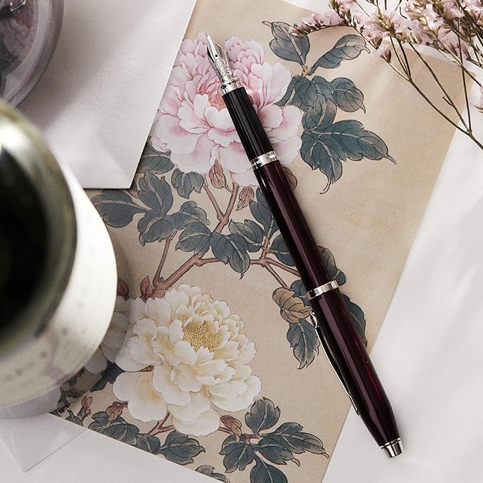Cross Century II Black Lacquer Medium Nib Fountain Pen - Professional Pen for Everyday Use - Smooth Writing - Comfortable Grip - Black Ink - Durable Construction - Includes Gift Box
