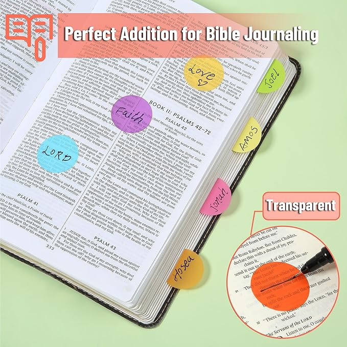 Mr. Pen- Transparent Sticky Note Set, 560Sheets, Colorful, Round Transparent Sticky Notes Set, Stocky Notes for Bible Journaling